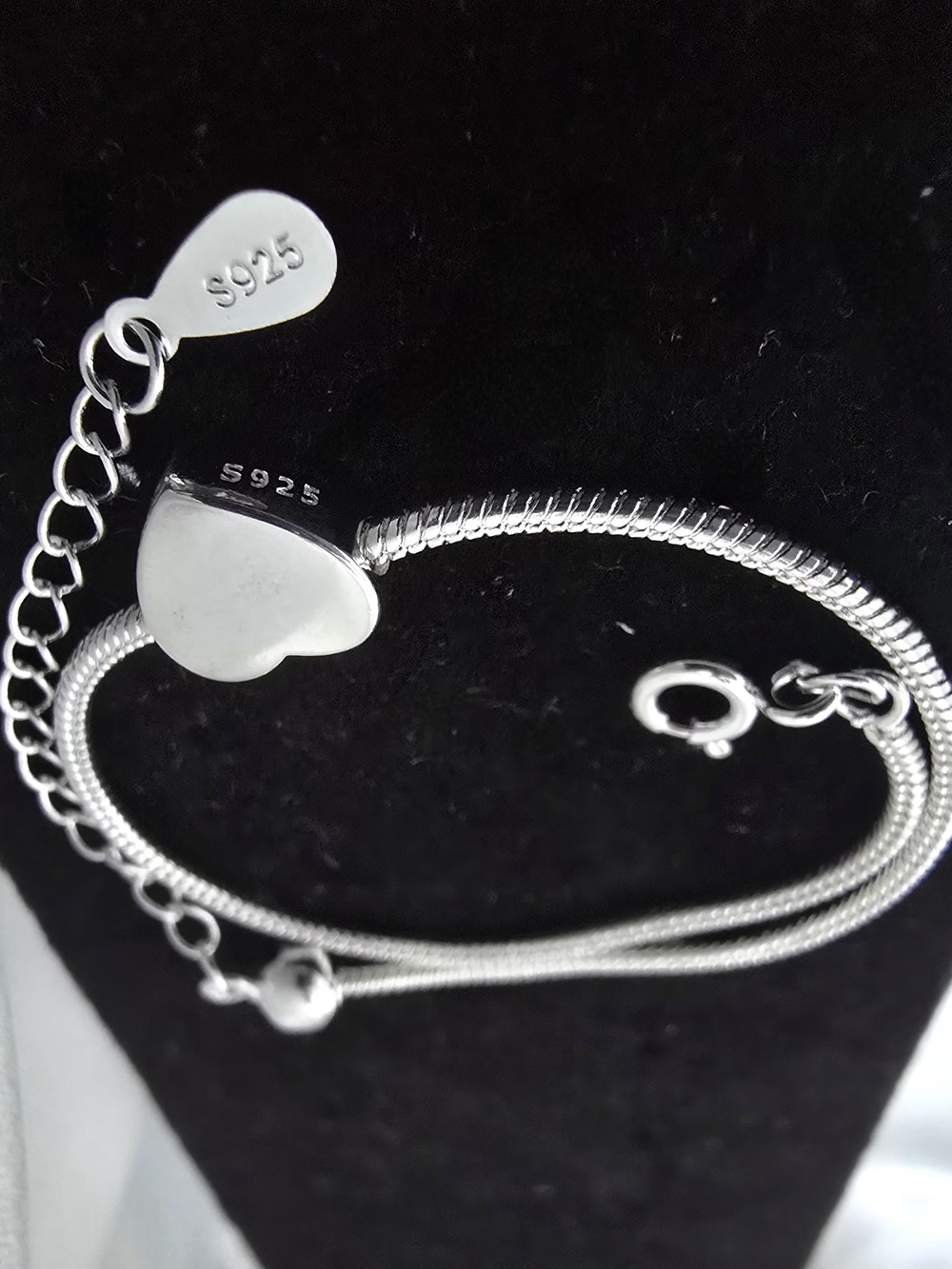 925 Silver Heart Slider Bracelet - Dainty Women’s Jewelry